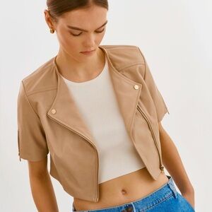 LaMarque | NWT Kirsi Gold Cropped Biker Jacket